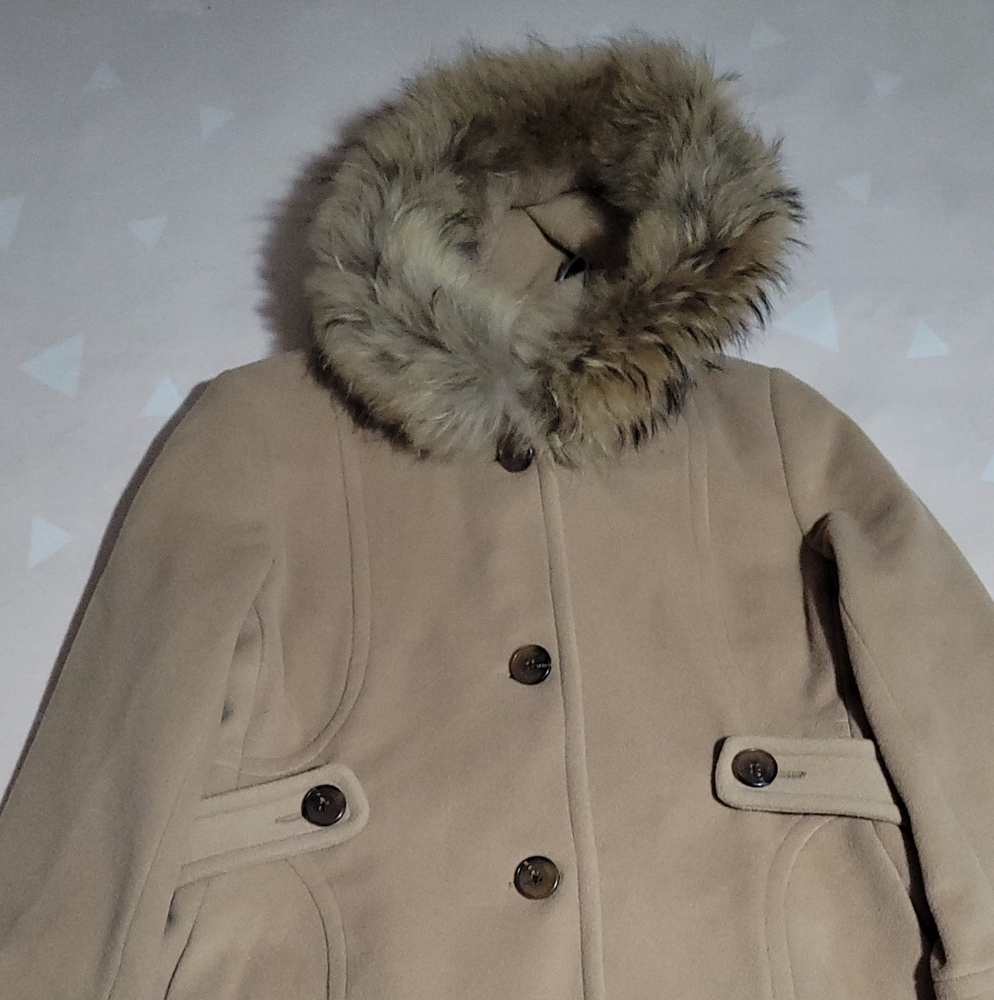Marc New York Women's Cashmere Raccoon-Trimmed Coat NEW WITHOUT TAGS  NEVER WORN